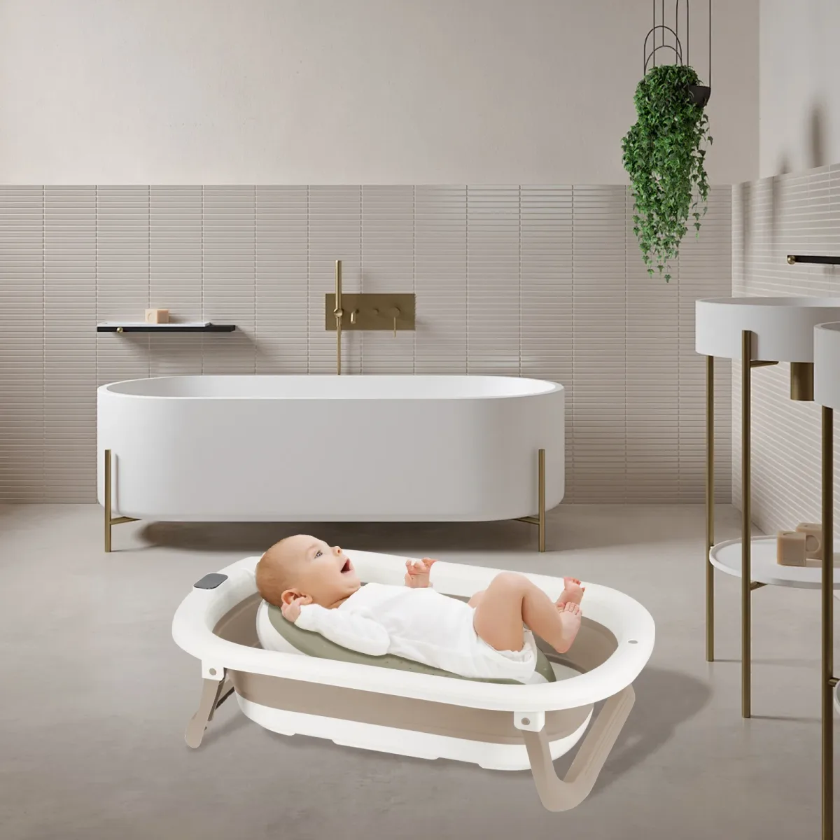 Baignoire de bain pliante nouveau-né grise