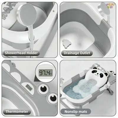 Baignoire de voyage bébé gris, bleu ou rose – image 2
