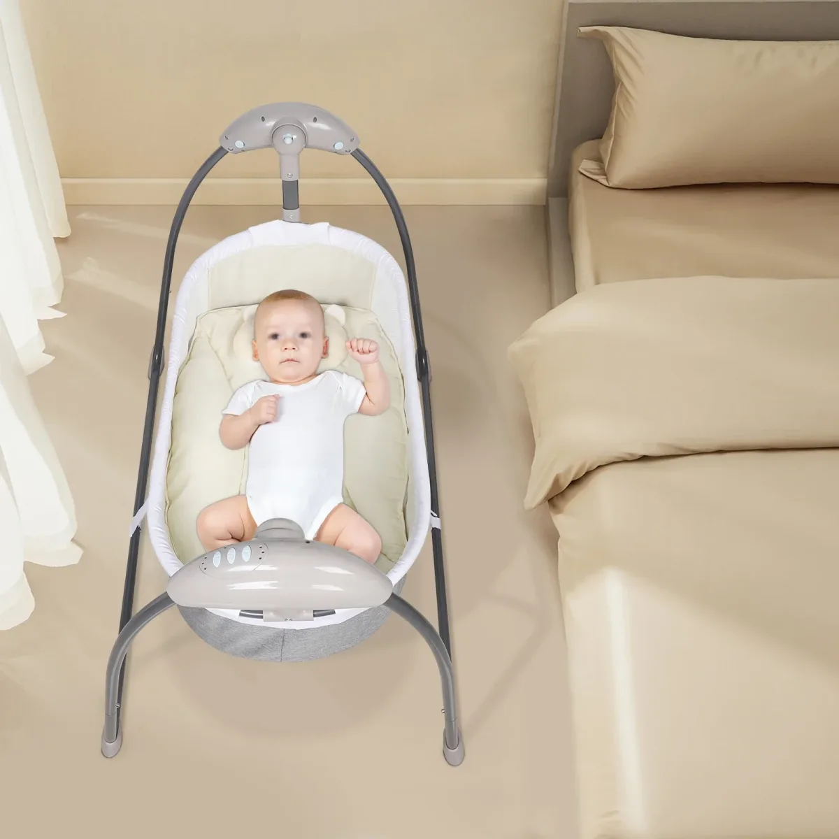 Berceau balançoire électrique gris pour bébé