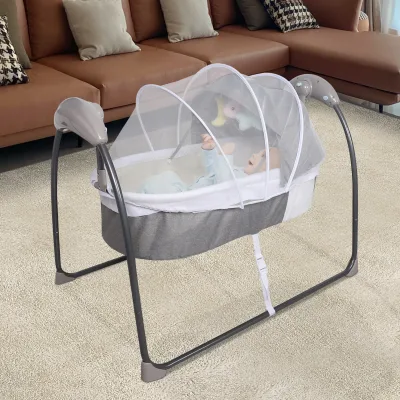 Berceau balançoire électrique gris pour bébé – image 2