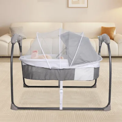Berceau balançoire électrique gris pour bébé – image 3