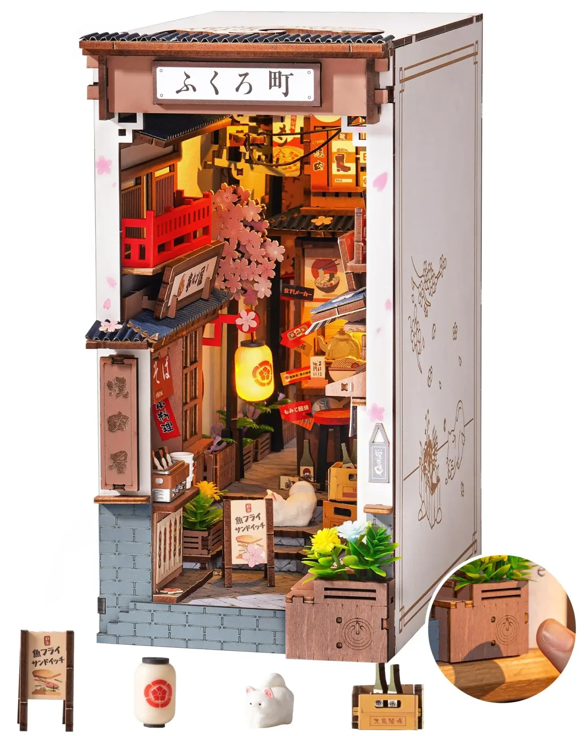 Maison miniature en bois, rue japonaise