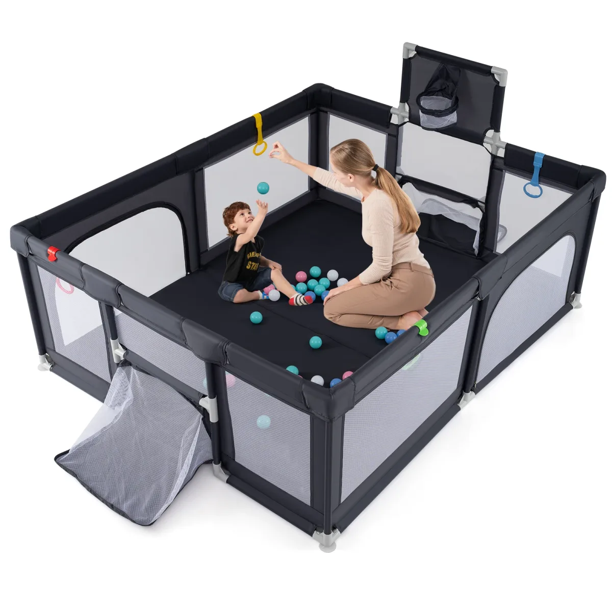 Parc de jeu pliable gris pour bébé