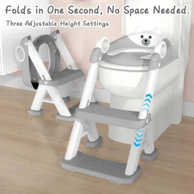 Réducteur de toilette pliable avec marches – image 2