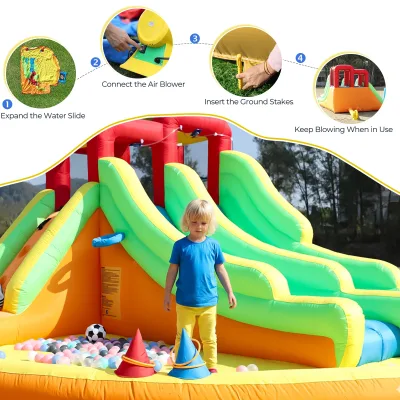 Toboggan aquatique gonflable orange – image 2