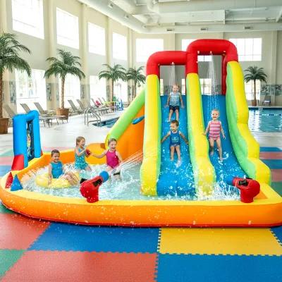 Toboggan aquatique gonflable orange – image 3